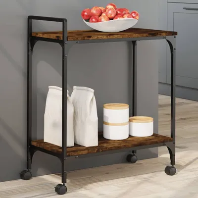 Produktbild von Braun Küchenwagen Räuchereiche 60,5x31x72,5 cm Holzwerkstoff ,Design 2024 Neu