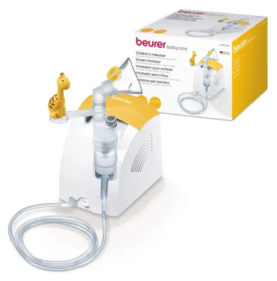 Obrázek produktu pro BEURER Inhalátor Kids síťový 0,3 ml/min s dezinfekčním roztokem + žirafa, hnědý IH 26 KIDS