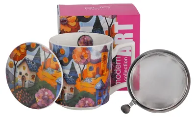 Produktbild von DUO Becher 450 ml mit Teesieb MODERN COUNTRYSIDE New Bone China Porzellan