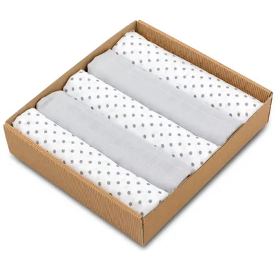 Produktbild von Bellochi Premium Mullwindeln Spucktücher Baby Musselin Tuch - 100% Baumwolle TUV  - Sanft Moltontücher Baby 5er Pack - 60x80 cm - Mulltücher 5-er Set Dotty