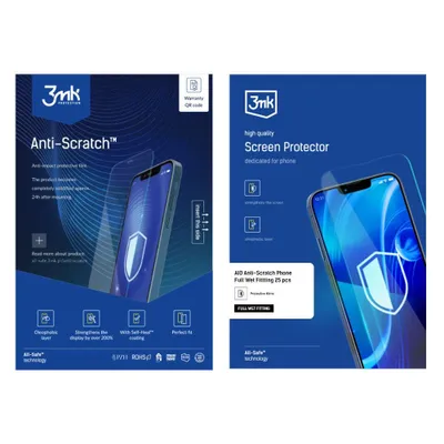 Zdjęcie produktu dla Zestaw folii ochronnych 3mk Protection All-Safe - AIO Anti-Scratch Phone Full Wet Fitting, 25 szt.
