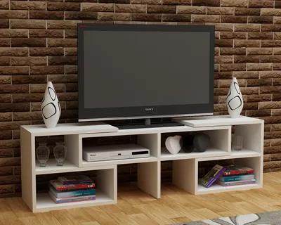 Produktbild von Skye Decor, Care - White, Fernsehtisch, Weiß, 100 % MELAMINBESCHICHTETE SPANPLATTEN, 136,8 x 29,5 x 40 cm