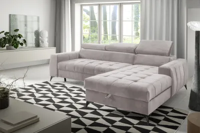 Image de AX LIVING Beige Canapé d'angle avec fonction sommeil Arkucio Mini 260 cm D