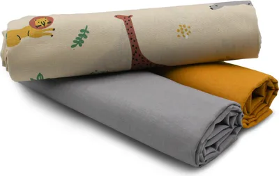 Image de Lot « Animaux mignons » : 85 cm de coton (1 imprimé + 2 unis, 0,5 m chacun) – Kit de couture pour projet DIY