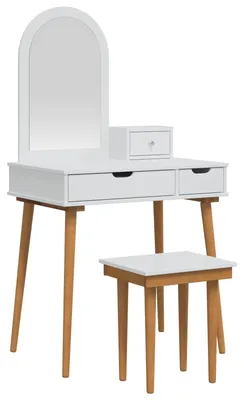 Immagine prodotto di vidaXL Set da tavolo da trucco FAUSKE, 4 pezzi, bianco, 76 x 50 x 143 cm