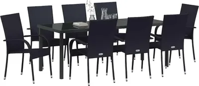 Image de vidaXL Ensemble de jardin pour 5 personnes, noir, en acier avec revêtement par poudre