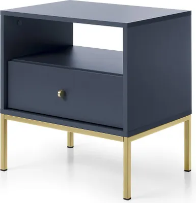 Produktbild von Masseno Nachttisch MONDO Nachtschrank Beistelltisch für Schlafzimmer 53,6 x 56,2 x 39 cm Blau