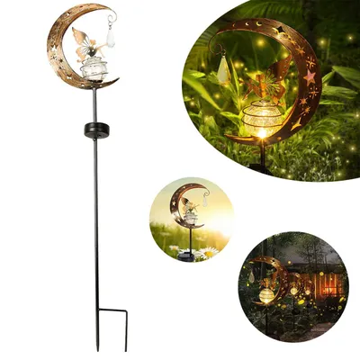 Produktbild von Mond Solarleuchten Gartendeko, Elfe/Blumenfee Wasserdichte Solarleuchte, Elfe Solarleuchte für Terrasse, Balkon, Weg, Rasen, Hof