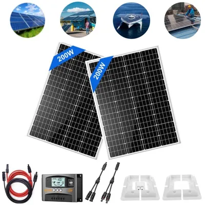 Produktbild von 400W Solarpanel Kit 12V, Monokristalline Solarzellen, Hochwertiger Aluminiumrahmen, Effizientes PV-Modul für Balkonkraftwerk,Wohnmobil, Garten & Boot