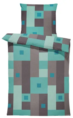 Produktbild von Winter Bettwäsche Thermo Fleece Flausch Kuschelig Warme Garnitur Bettbezüge Set, Größe:2 teilig  155x220 cm, Farbe:Karo türkis grau