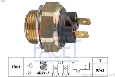 Produktbild von FACET 7.5111 Temperaturschalter Kühlerlüfter Thermoschalter passend für PEUGEOT 205 II (20A/C) 205 I Cabriolet (741B, 20D) 205 I (741A/C) für CITROËN