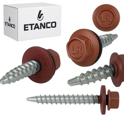 Obrázok produktu pre Samorezné skrutky ETANCO Trapézové skrutky do plechu RAL 3011 4,8 x 20 mm 250 ks.