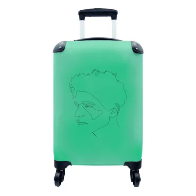 Produktbild von MuchoWow® Koffer Handgepäck Trolley Rollkoffer Kleine Reisekoffer mit 4 Rollen - Strichzeichnung - Mann - Grün - Cabin Size < 55x40x23 cm & 55x40x20 cm - Fotokoffer - Kabinenkoffer - Boardgepäck - Reise-Box - Reisekoffer - Reisegepäck - Koffer mit Bild - Trolley für Kinder