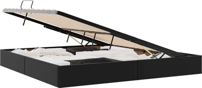 Image de vidaXL Coffret de lit Ottoman, noir, 200 x 200 cm, similicuir