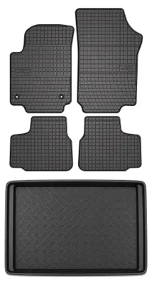Image de Tapis en caoutchouc + bac de coffre pour Volkswagen Up! 2011- (plancher bas) – 5 pièces, noirs, sur mesure