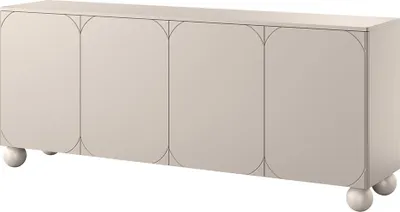 Produktbild von Wohnzimmer-Sideboard mit 200 cm Breite in kaschmir matt, Kugelfüße, 4 Türen - SPLIT-141