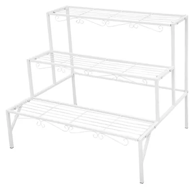 Immagine prodotto di Portavasi - Scaffale per fiori a 3 ripiani - Metallo - Portata 20 kg - Per interni/esterni - Da montare - Bianco