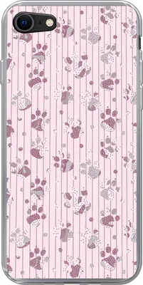 Produktbild von MuchoWow® Handyhülle Schutzhülle Hülle für Telefoonhoesje iPhone 8 Hund - Rosa - Muster - Lila - Mädchen - Kinder - Kinder Silikon Softcase Handy Hülle - Schutzhaube