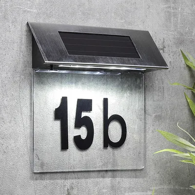 Obrázek produktu pro Designové solární LED číslo domu z nerezové oceli čísla domů #249