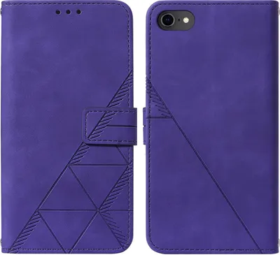 Produktbild von iPhone SE 2020 Hülle, Schlank Prägung Flip Leder Kartenfächer Schutzhülle mit Ständer für iPhone SE 2020 / 8 / 7 / 6s / 6 Lila
