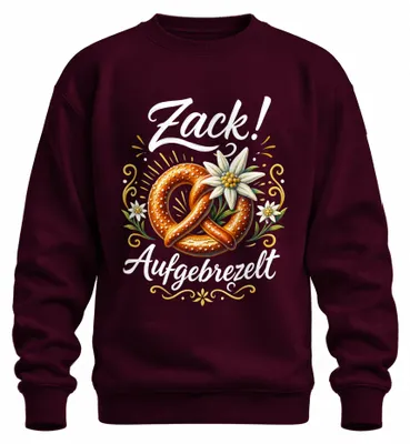 Productafbeelding van Gepoft broodje, Edelweiß, traditioneel shirt, leren broek, sweatshirt, trui, bordeauxrood, 3XL