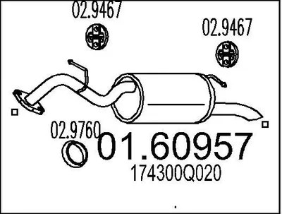 Produktbild von MTS 01.60957 Endschalldämpfer für TOYOTA Yaris Schrägheck (P9) Auspuff