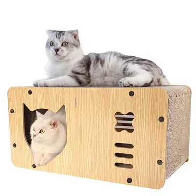 Produktbild von Heikoeco® Katzenhaus-Kratzbrett Hochwertige Wellpappe mit hoher Dichte, langlebiges Haustierspielzeug Katzenkopf-Motiv
