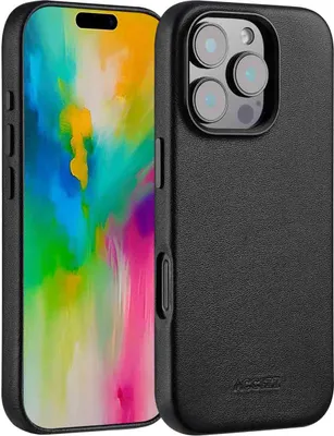Zdjęcie produktu dla Accezz MagSafe Leather Backcover voor de Apple iPhone 16 Pro - Onyx Black
