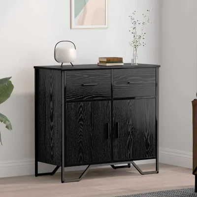 Image de Maison Exclusive - Buffet noir aspect chêne 79,5 x 35,5 x 74,5 cm