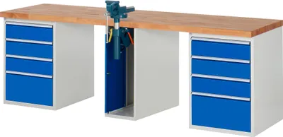 Produktbild von Werkbank 2500x700x890mm 8xSchublade-TA 1xSSKL l.gr/e.bl 4040376080905