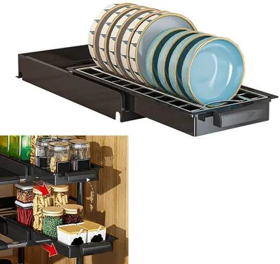 Immagine prodotto di Unyqoos®: Scolapiatti nero in acciaio inossidabile con portabistecche – salvaspazio per il piano di lavoro, elegante scolapiatti per stoviglie