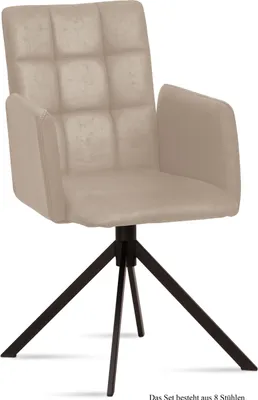 Produktbild von Armlehnstuhl (8er-Set) Drusi 52x91x60 Schwarz/Natur