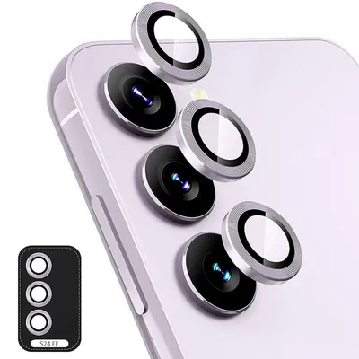 Produktbild von Für Samsung Galaxy S24 FE 5G Aluminium Ring Kamera + H9 Tempered Hart Glas Hell-Lila