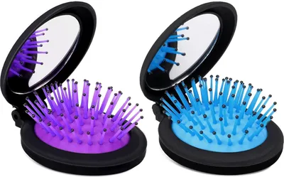 Image de 2 mini-brosse à cheveux pliable avec miroir Brosse à cheveux de voyage pour les déplacements