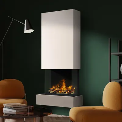 Produktbild von muenkel design Sona [Elektrokamin Opti-myst]: Concrete (Betonoptik) - weiß