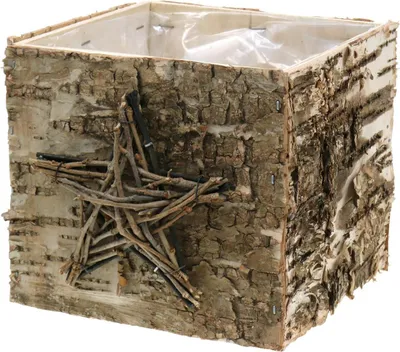 Produktbild von Pflanztopf Birkengefäß Stern 15,5cm Holz Weihnachtsdeko Blumengefäß