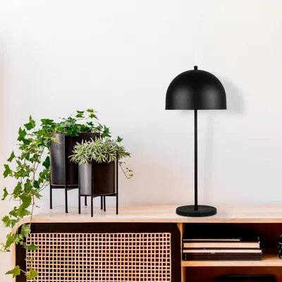 Produktbild von Opviq, Moderne Tischlampe mit Metallkörper, Schwarz, 58 cm hoch, 24 cm Durchmesser | 2 x E14 Fassung, IP20, 250 cm Kabel mit Schalter | Stilvolles skandinavisches Design.