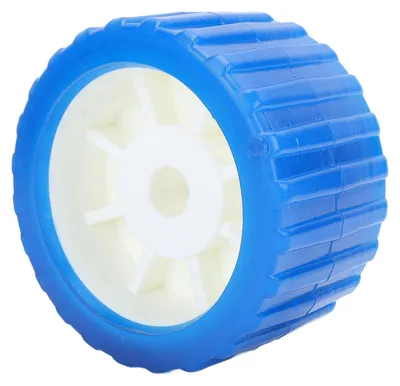 Imagen del producto de Rodillos para remolque de barcos, de poliuretano, con nervaduras, antidesgaste y resistentes a altas temperaturas, ideales para embarcaciones, yates y remolques. Diámetro exterior de 5 pulgadas (127 mm), altura de 17 mm, diámetro interior de 74 mm