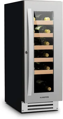 Productafbeelding van Vinovilla inbouw wijnkoelkast met glazen deur - Wijnklimaatkast met één zone - 50 l smal - 20 flessen - Roestvrijstalen frame - Ledverlichting