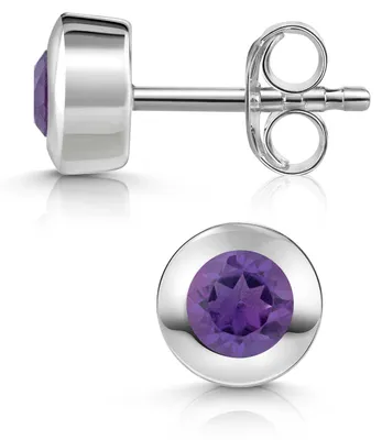 Produktbild von MATERIA by Matthias Wagner Amethyst Ohrstecker Silber 925 lila rund facettiert SO-155-Amethyst