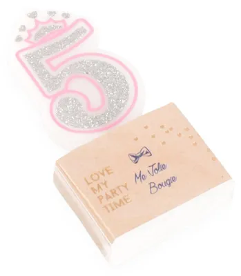 Produktbild von Rosa Glitzer-Geburtstagskerze Zahl 5 Prinzessin 5,8 cm - Einheitsgröße