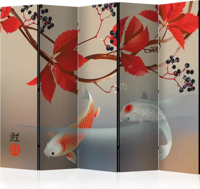 Produktbild von 5-teiliger Einseitiger Vlies Paravent - Happy Fish II 225x172 cm Orient p-C-0004-z-c