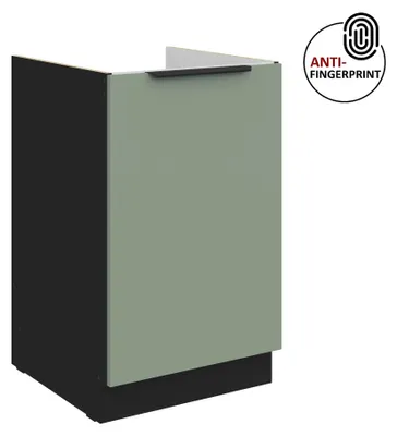 Produktbild von Küchen Spülenunterschrank 50 cm Küche ARIA Aquamarin ultra matt + Schwarz matt, hochwertige Fronten mit Anti Fingerprint Beschichtung Küchenzeile Küchenblock