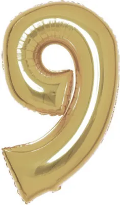 Immagine prodotto di Numero 9 dorato in oro bianco - Palloncino in foil da 91 cm