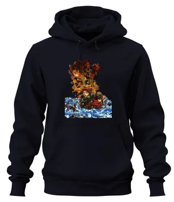 Produktbild von Kimetsu no Yaiba Demon Slayer Tanjiro Nezuko Zenitsu Hoodie Kapuzenpullover, Navy, XXL