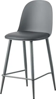 Image de Tabouret de bar Jasmin - 44x51x100cm - avec coussin - gris