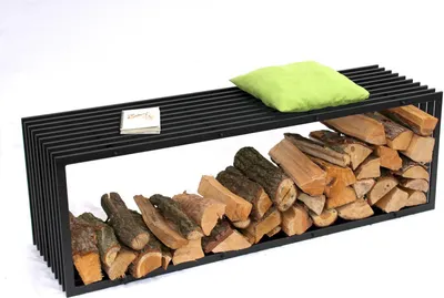Produktbild von DanDiBo Kaminholzständer Bank D-Stil 150 cm Kaminholzregal 10104 Holzkorb Kaminholzhalter