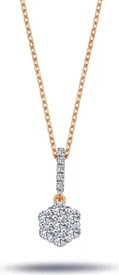 Produktbild von Diamant Halskette mit Anhänger in 14 Karat Rotgold