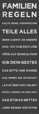 Produktbild von Familienregeln - 30,5x91,5cm - Motivational Poster Kunstdruck