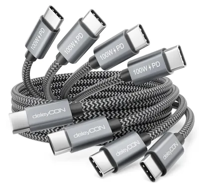 Produktbild von deleyCON USB C Kabel (2x 0,5m + 2x 1m) 100W Schnellladekabel PD 3.0 - C auf C - Ladekabel für iPhone 17 16 15 Pro Max Air Galaxy A16 A26 A56 S26 S25 S24 iPad MacBook AirPods Tablet Switch PS5